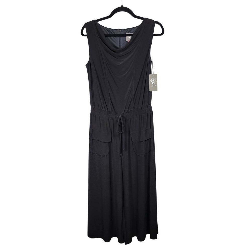 Vince Camuto Cowl Neck Drawstring Crop Jumpsuit Womens S Culotte Wide Leg NEW